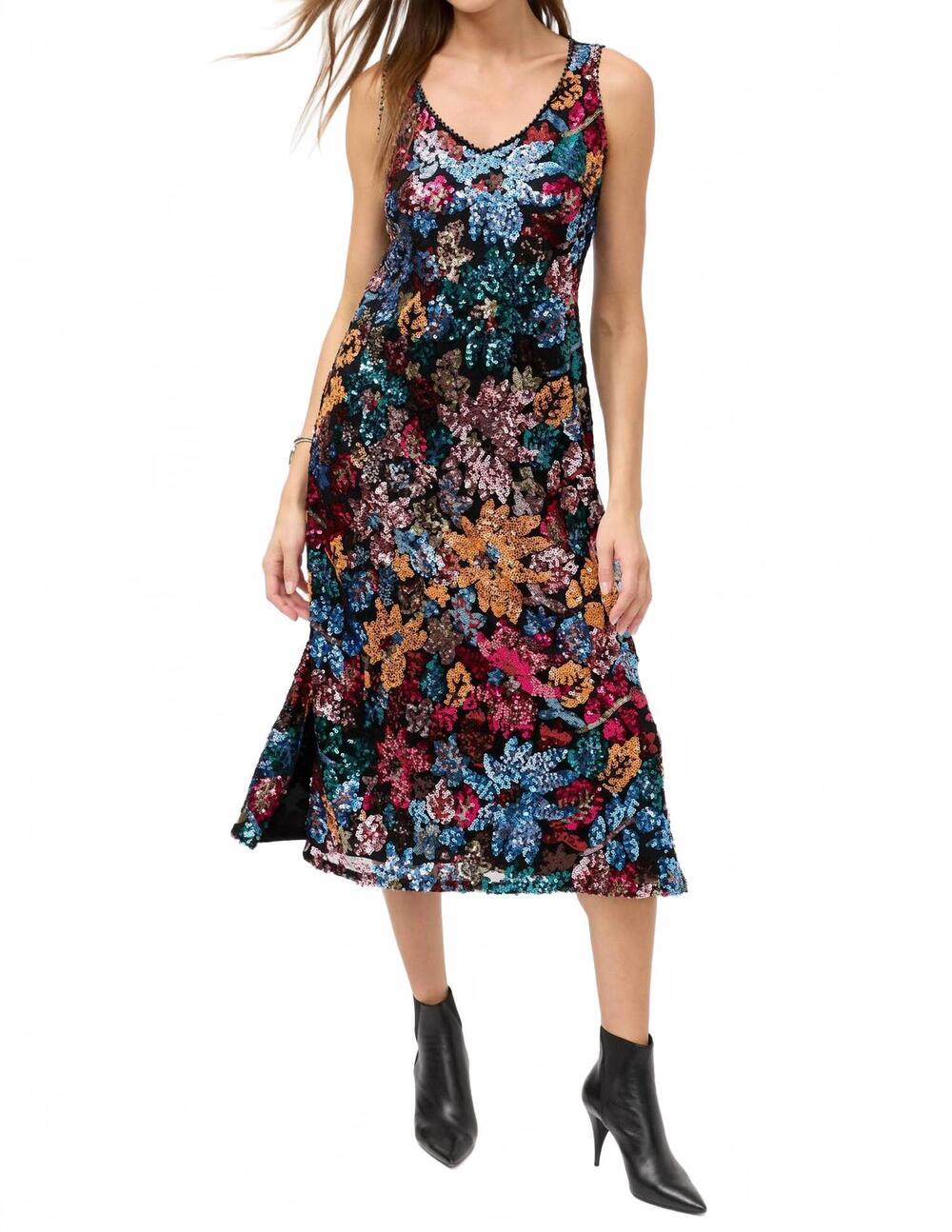 NEW JOHNNY WAS rosali sequin dress in black
